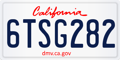 CA license plate 6TSG282