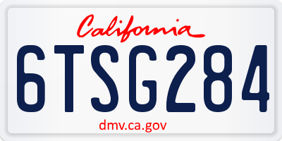 CA license plate 6TSG284