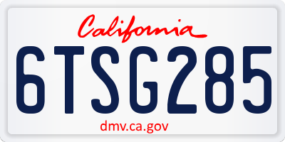 CA license plate 6TSG285