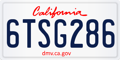 CA license plate 6TSG286