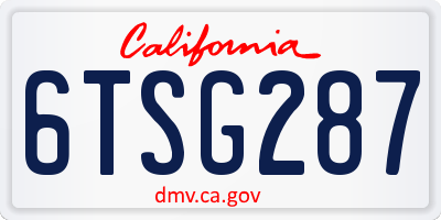 CA license plate 6TSG287