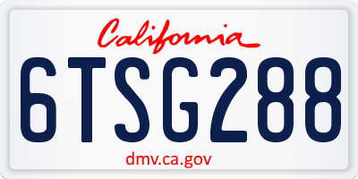 CA license plate 6TSG288