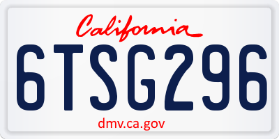 CA license plate 6TSG296