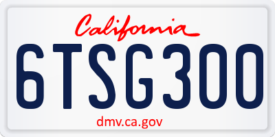 CA license plate 6TSG300