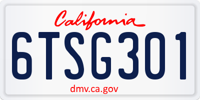 CA license plate 6TSG301