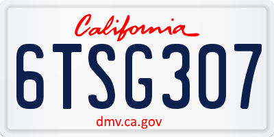 CA license plate 6TSG307