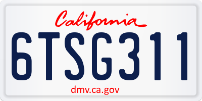 CA license plate 6TSG311