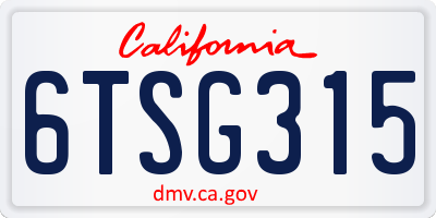 CA license plate 6TSG315