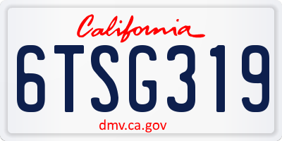 CA license plate 6TSG319