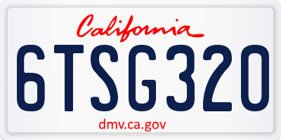 CA license plate 6TSG320