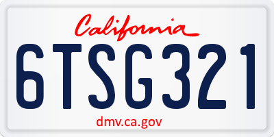 CA license plate 6TSG321