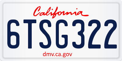 CA license plate 6TSG322