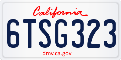 CA license plate 6TSG323