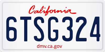 CA license plate 6TSG324