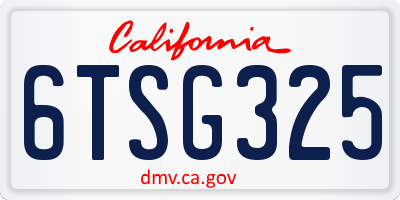 CA license plate 6TSG325