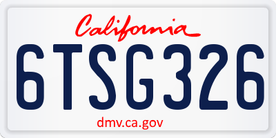 CA license plate 6TSG326