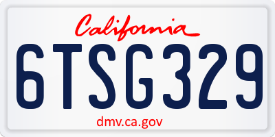 CA license plate 6TSG329