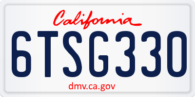 CA license plate 6TSG330