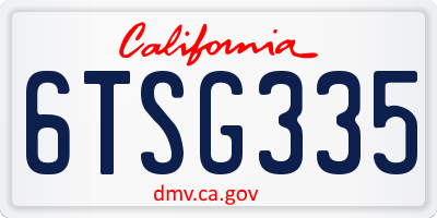 CA license plate 6TSG335