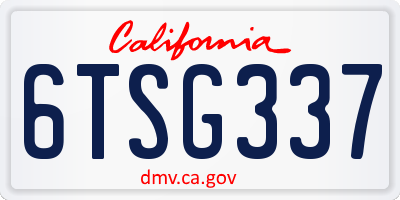 CA license plate 6TSG337