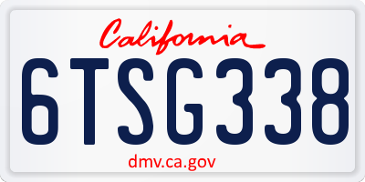 CA license plate 6TSG338