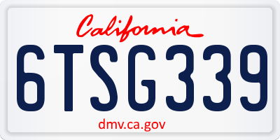 CA license plate 6TSG339
