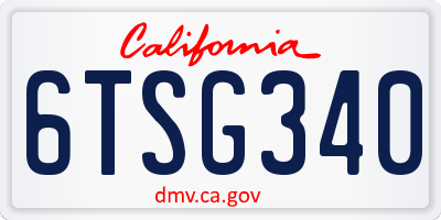 CA license plate 6TSG340