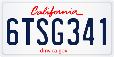 CA license plate 6TSG341
