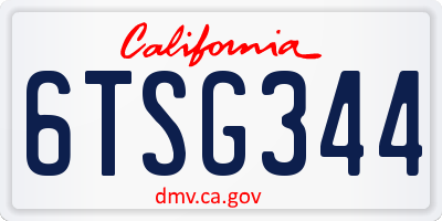 CA license plate 6TSG344