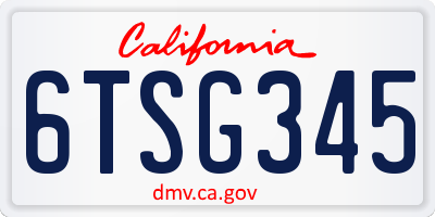 CA license plate 6TSG345
