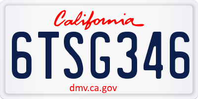 CA license plate 6TSG346