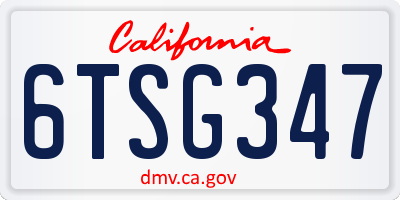 CA license plate 6TSG347