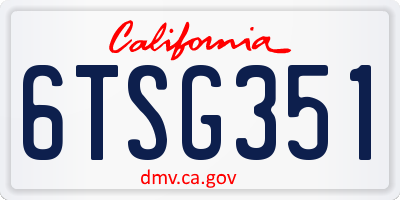 CA license plate 6TSG351