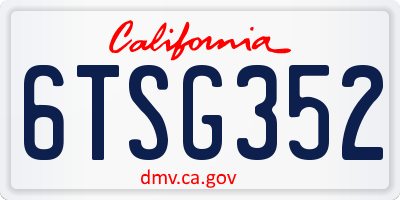 CA license plate 6TSG352