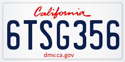 CA license plate 6TSG356