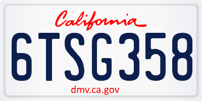 CA license plate 6TSG358