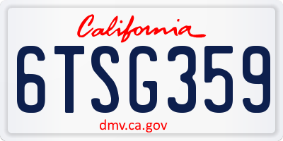 CA license plate 6TSG359