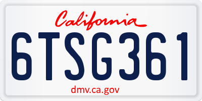 CA license plate 6TSG361