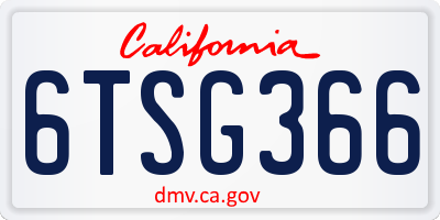 CA license plate 6TSG366