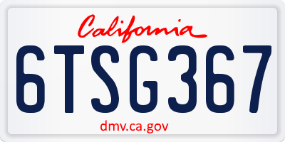 CA license plate 6TSG367