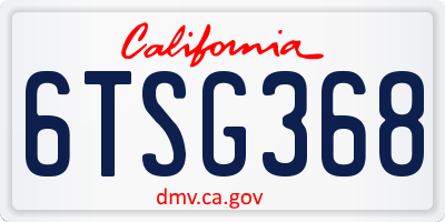 CA license plate 6TSG368