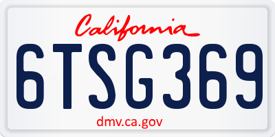 CA license plate 6TSG369