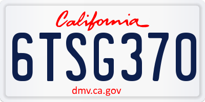 CA license plate 6TSG370