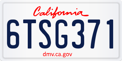 CA license plate 6TSG371