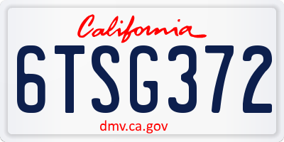 CA license plate 6TSG372