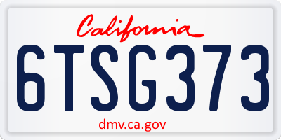 CA license plate 6TSG373