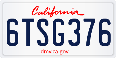 CA license plate 6TSG376