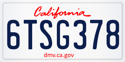 CA license plate 6TSG378