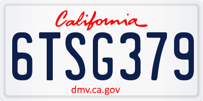 CA license plate 6TSG379