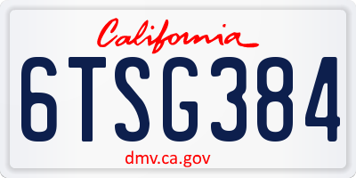CA license plate 6TSG384